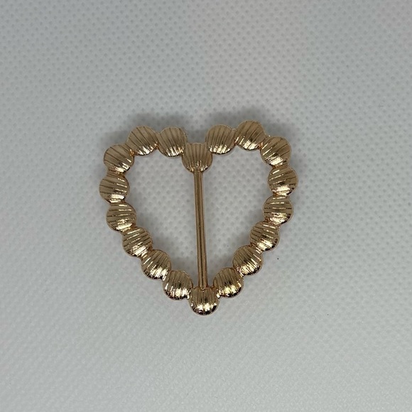 Elegant Heart Faux Pearl Scarf Ring Clip | Gold Tone Scarf Slide Buckle - Picture 9 of 10